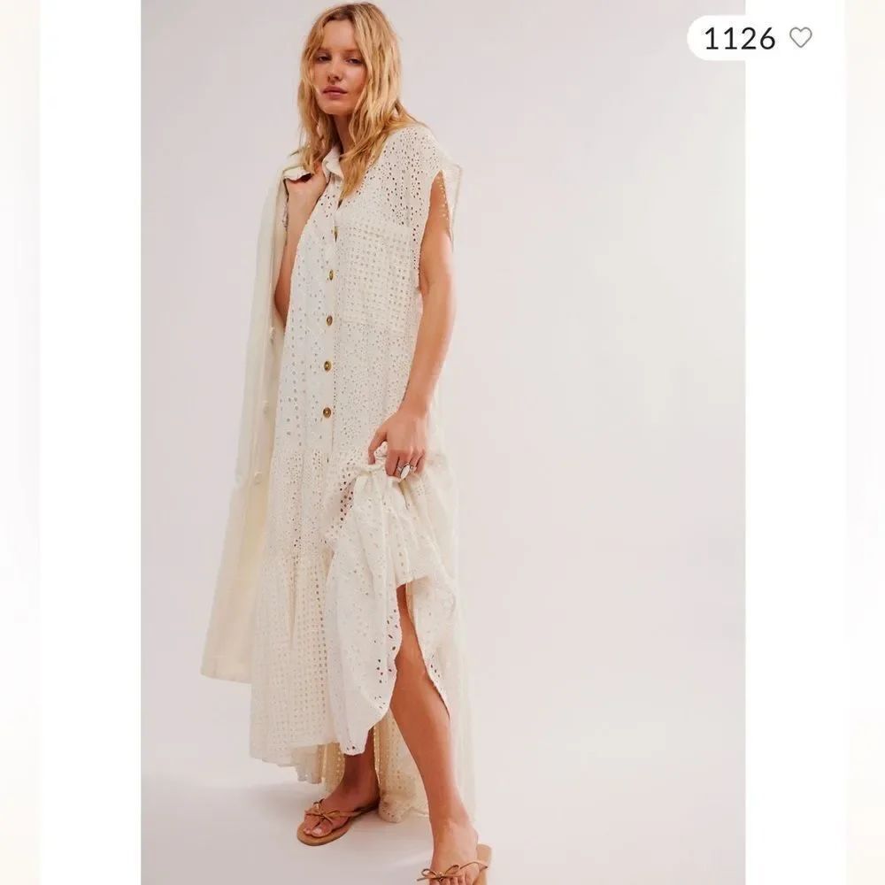 Free People Marieanne Eyelet Maxi Dress/ size S